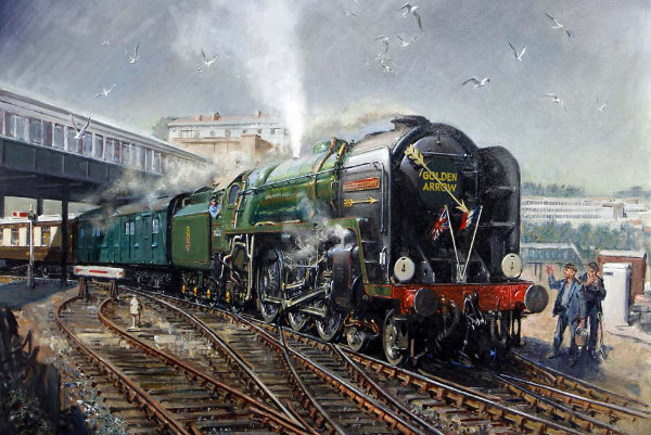 Golden Arrow at Dover by Terence Cuneo. Image is protected under copyright.
